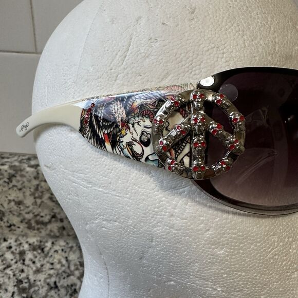 Ed Hardy  Vintage Y2K White Sunglasses Skulls  EHS 038 Glasses & Cloth New main image 9